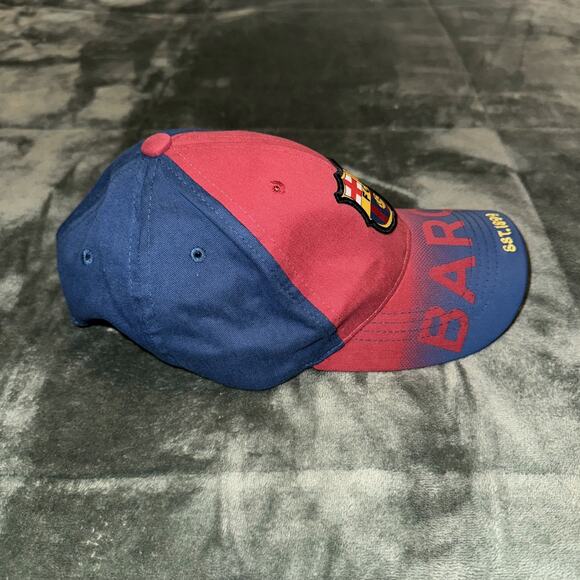 FC Barcelona Cap OS Red Blue Cotton Soccer Football Adjustable Strapback Hat - Picture 2 of 6